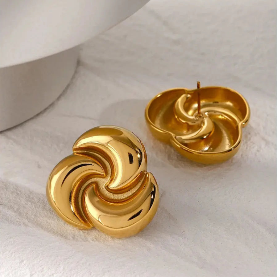 Youthway 18k Gold Plated Stainless Steel Metal Rotate The Half-moon Earrings Rust Proof Smooth Trendy Fashion Jewelry for Women Olyssia