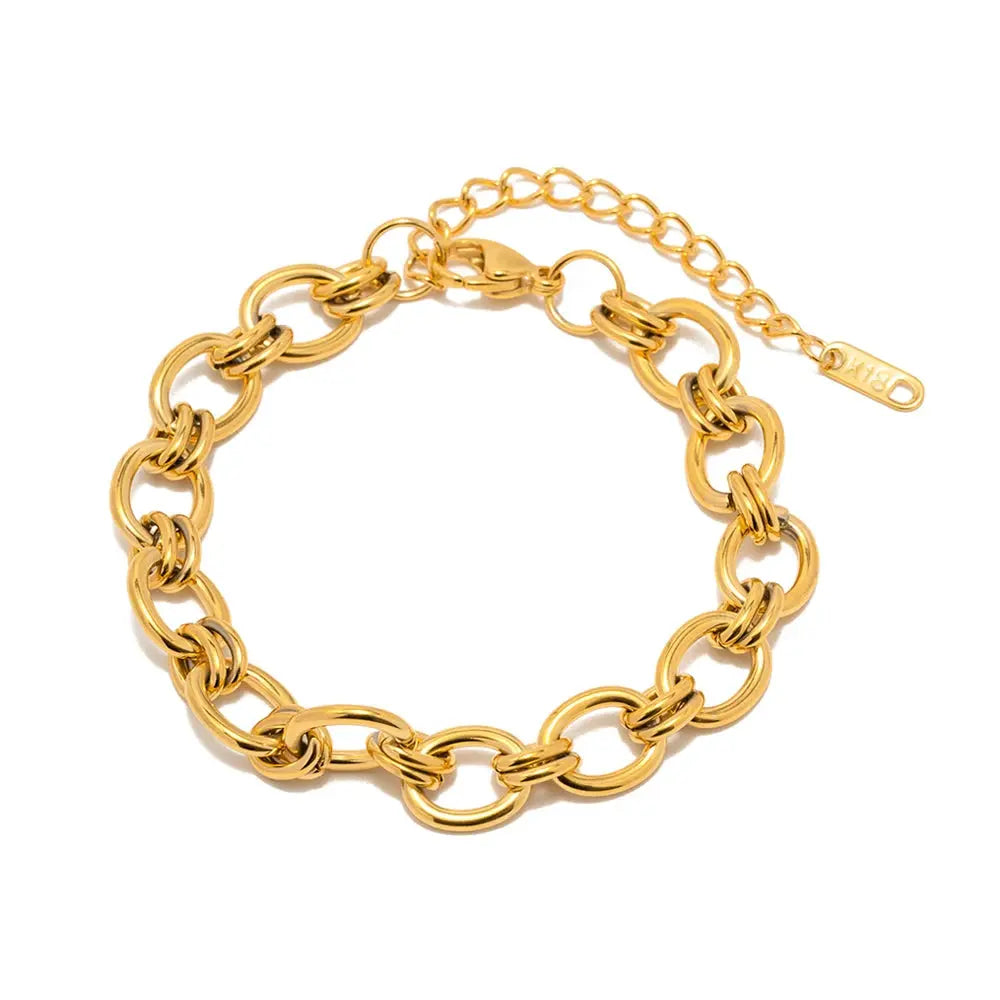 18k Gold Plated Stainless Steel Chunky Chain Thick Bracelets Punk Fashion Waterproof Jewelry For Men Women Olyssia