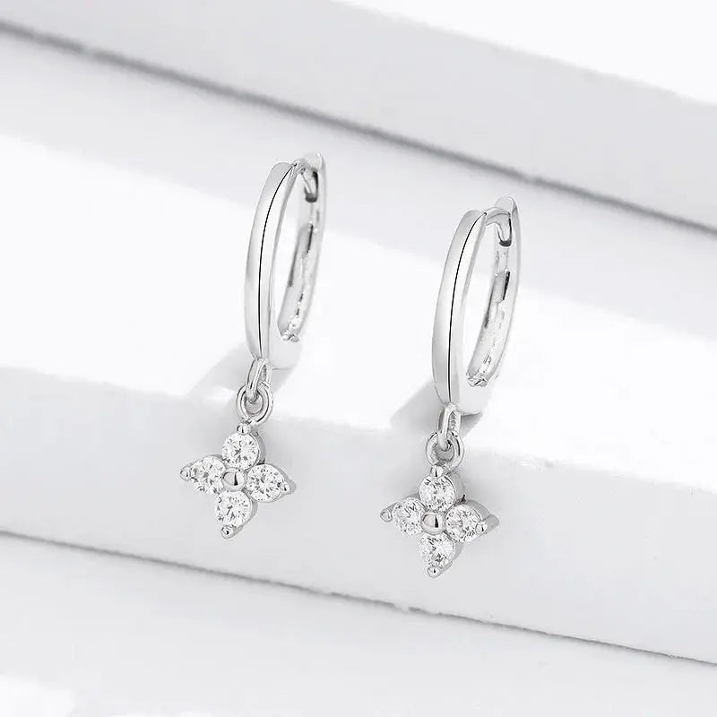 2PC Stainless Steel Little Huggies Hoop Earrings For Women Tiny Crystal Zirconia Pendant Cartilage Earrings Piercing Jewelry Olyssia