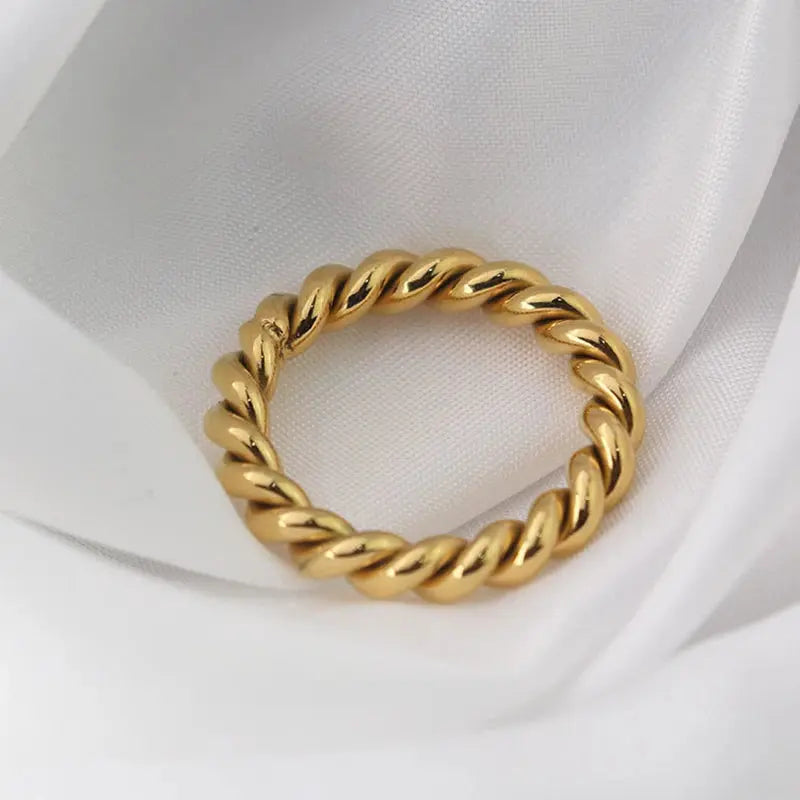 4mm Minimalist Stainless Steel Cute Twisted Chain Ring for Women Girls Braided Ring Waterproof  Jewelry Gift Olyssia