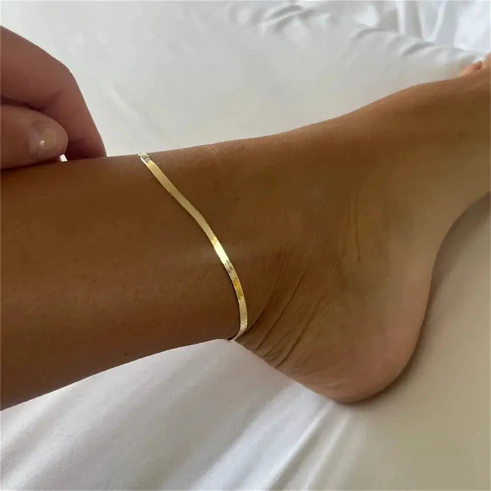 Classic Snake Chain Anklet for Women Fashion Adjustable Gold Silver Color Stainless Steel Foot Jewelry Birthday Gift Olyssia