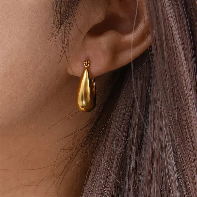 Fashion Gold Plated Oval Shape Hoop Earrings for Women Girls Punk Ear Party Birthday Jewelry Gift eh843 Olyssia