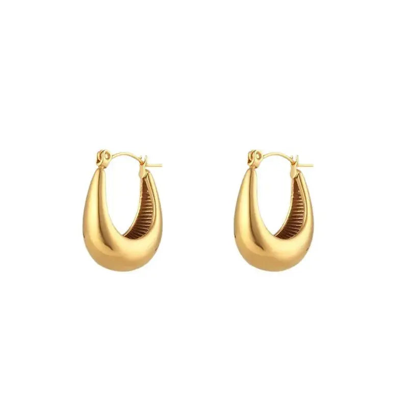 Fashion Gold Plated Oval Shape Hoop Earrings for Women Girls Punk Ear Party Birthday Jewelry Gift eh843 Olyssia