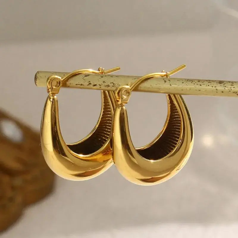 Fashion Gold Plated Oval Shape Hoop Earrings for Women Girls Punk Ear Party Birthday Jewelry Gift eh843 Olyssia