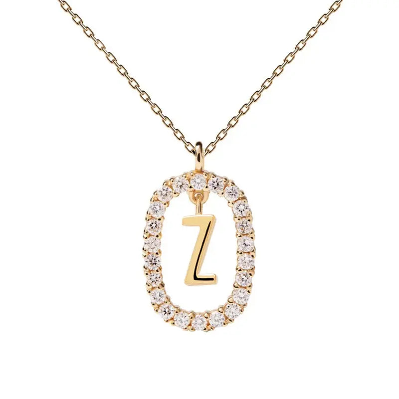 Hot selling 925 sterling silver necklace, 26 letter zircon A-Z pendant, long chain necklace, women's light luxury design jewelry Olyssia