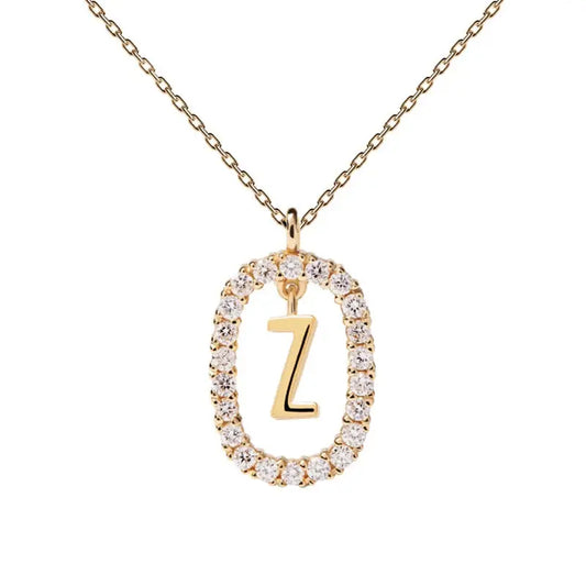 Hot selling 925 sterling silver necklace, 26 letter zircon A-Z pendant, long chain necklace, women's light luxury design jewelry Olyssia