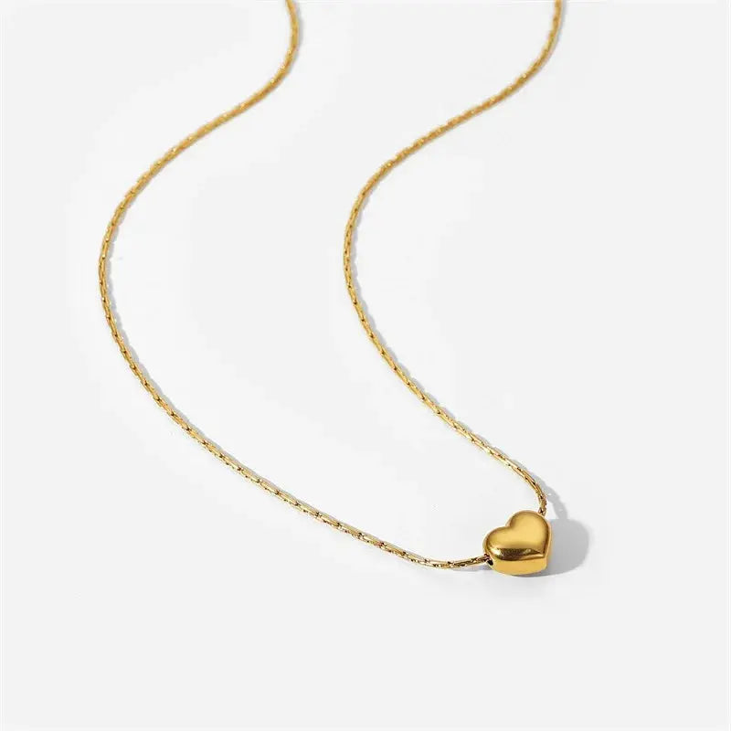 Love Heart Pendant Necklace For Women Girls New Trendy Simple Gold Color Stainless Steel Neck Chain Jewelry Birthday Party Gift Olyssia