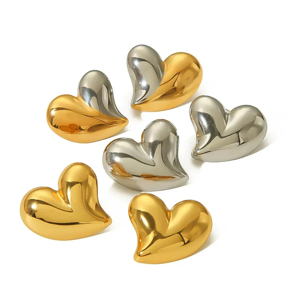 Stainless Steel Heart-Shaped Pendant Earring 18K PVD Gold Plated Tarnish Free Waterproof Hypoallergenic Jewelry For Women Olyssia