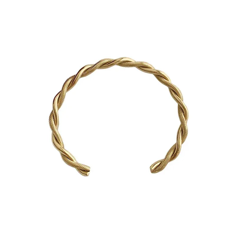 Trendy Charm Cuff Twist Bracelets Opening Bangles for Women Gold Color 316L Stainless Steel Wire Thin Simple Bangles Jewelry Olyssia