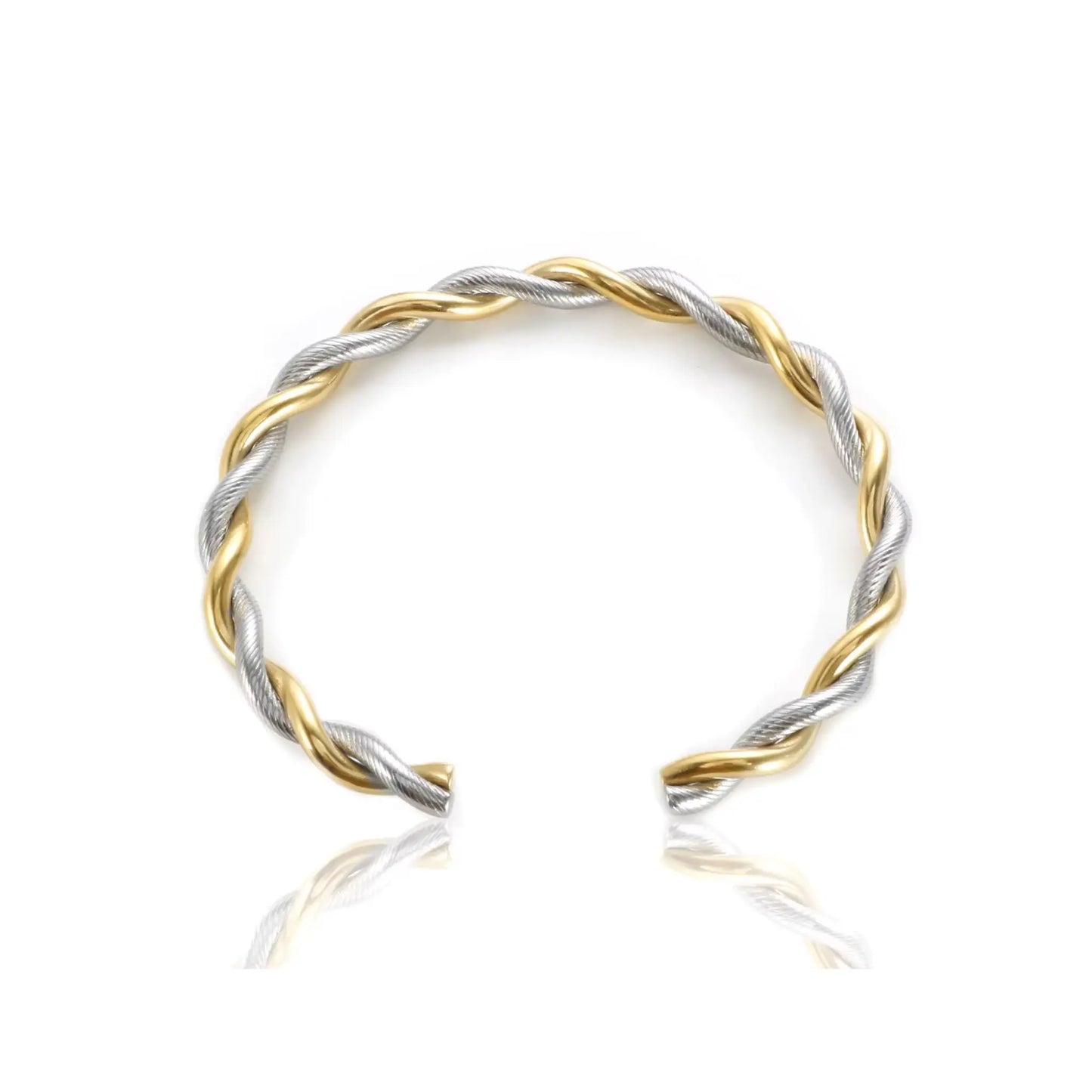 Trendy Charm Cuff Twist Bracelets Opening Bangles for Women Gold Color 316L Stainless Steel Wire Thin Simple Bangles Jewelry Olyssia