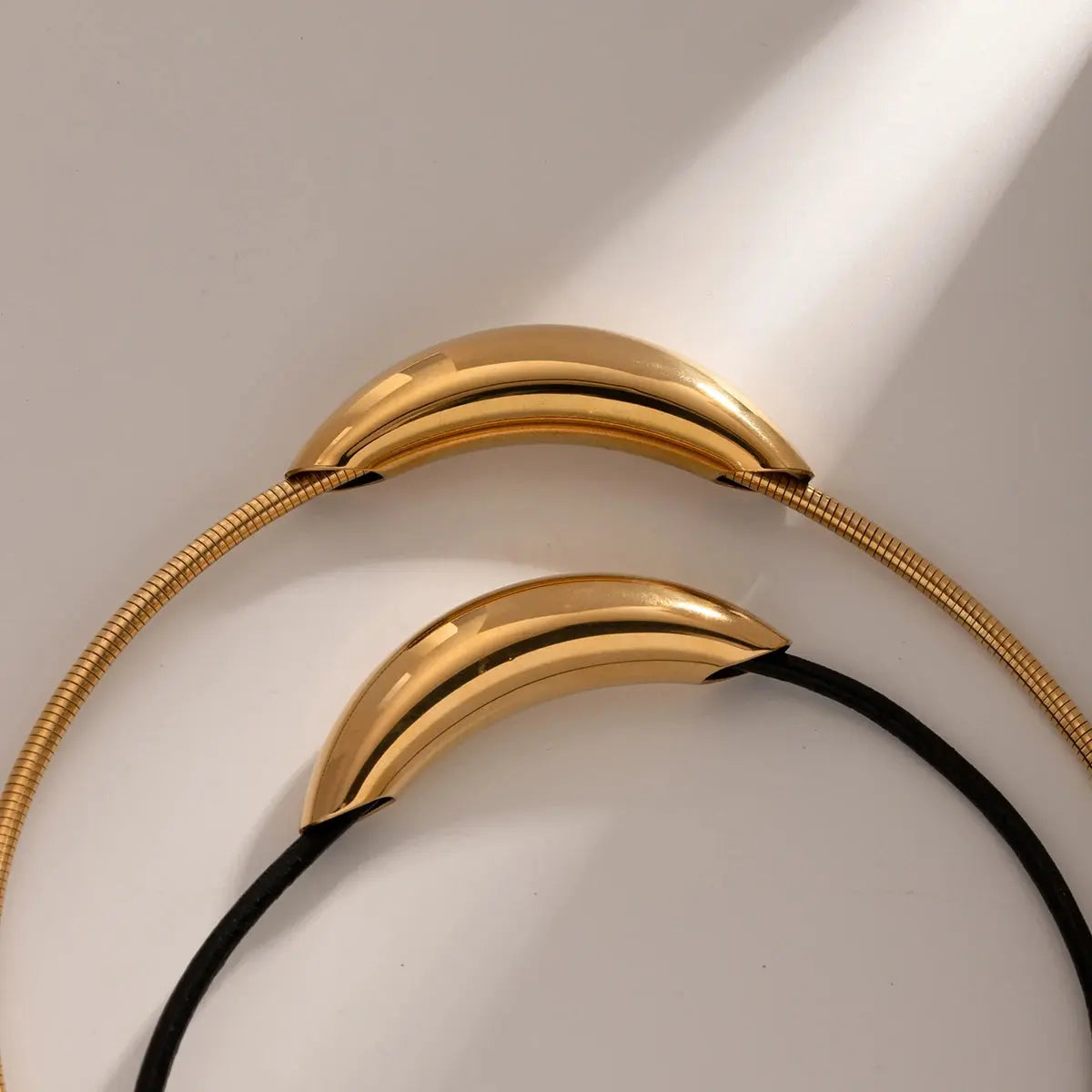 Uworld 18K gold plated Stainless Steel Curved Tube Snake Chain Necklace High Quality Metal Waterproof Women Jewelry Olyssia