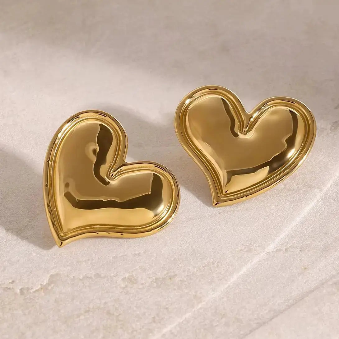 Uworld Fashion Chic Stainless Steel Heart Love Thick Stud Earrings Women Simple Metal Attractive Romantic Jewelry Accessories Olyssia