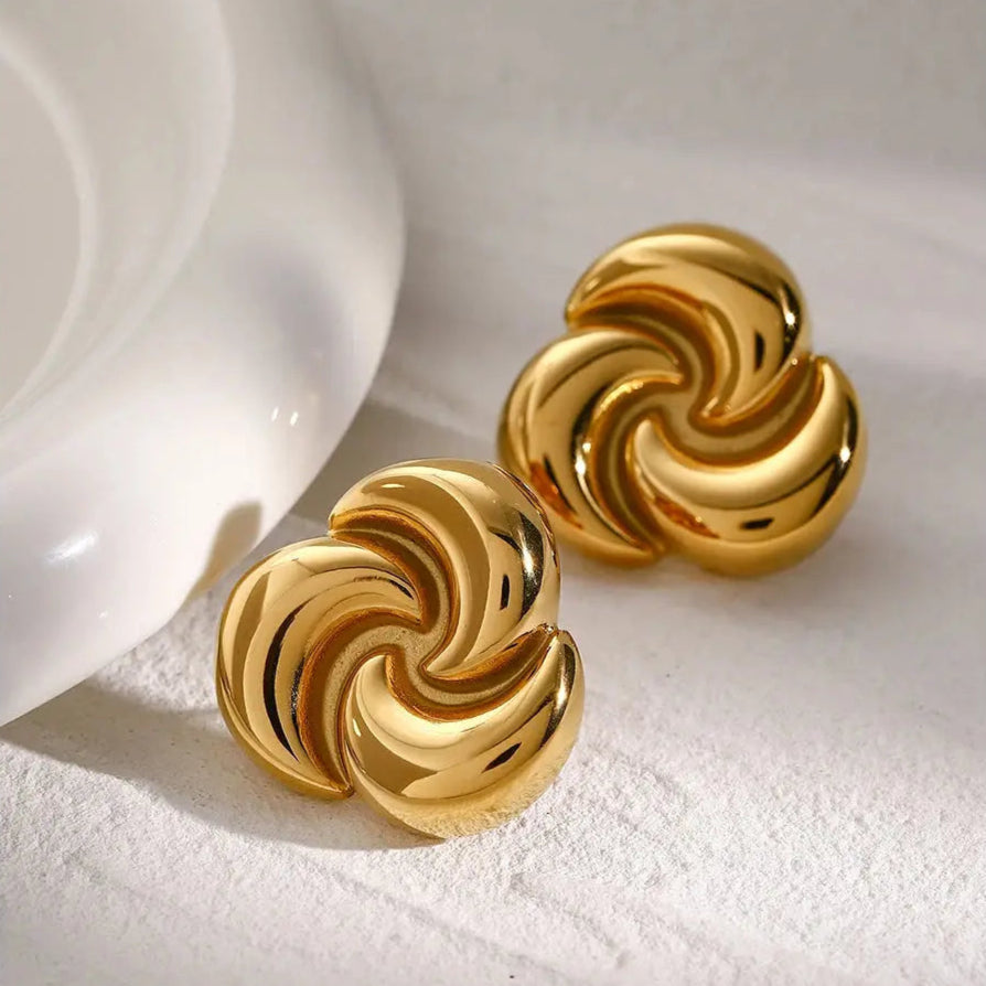 Youthway 18k Gold Plated Stainless Steel Metal Rotate The Half-moon Earrings Rust Proof Smooth Trendy Fashion Jewelry for Women Olyssia