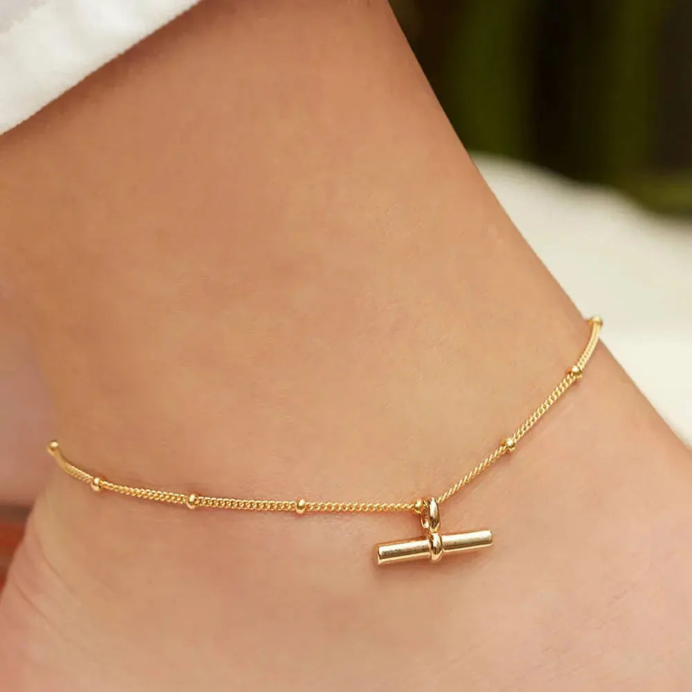 Youthway Delicate Stainless Steel Metal Thin Chain Anklet Women Handmade Trendy Fashion Golden Summer Jewelry Gift Olyssia