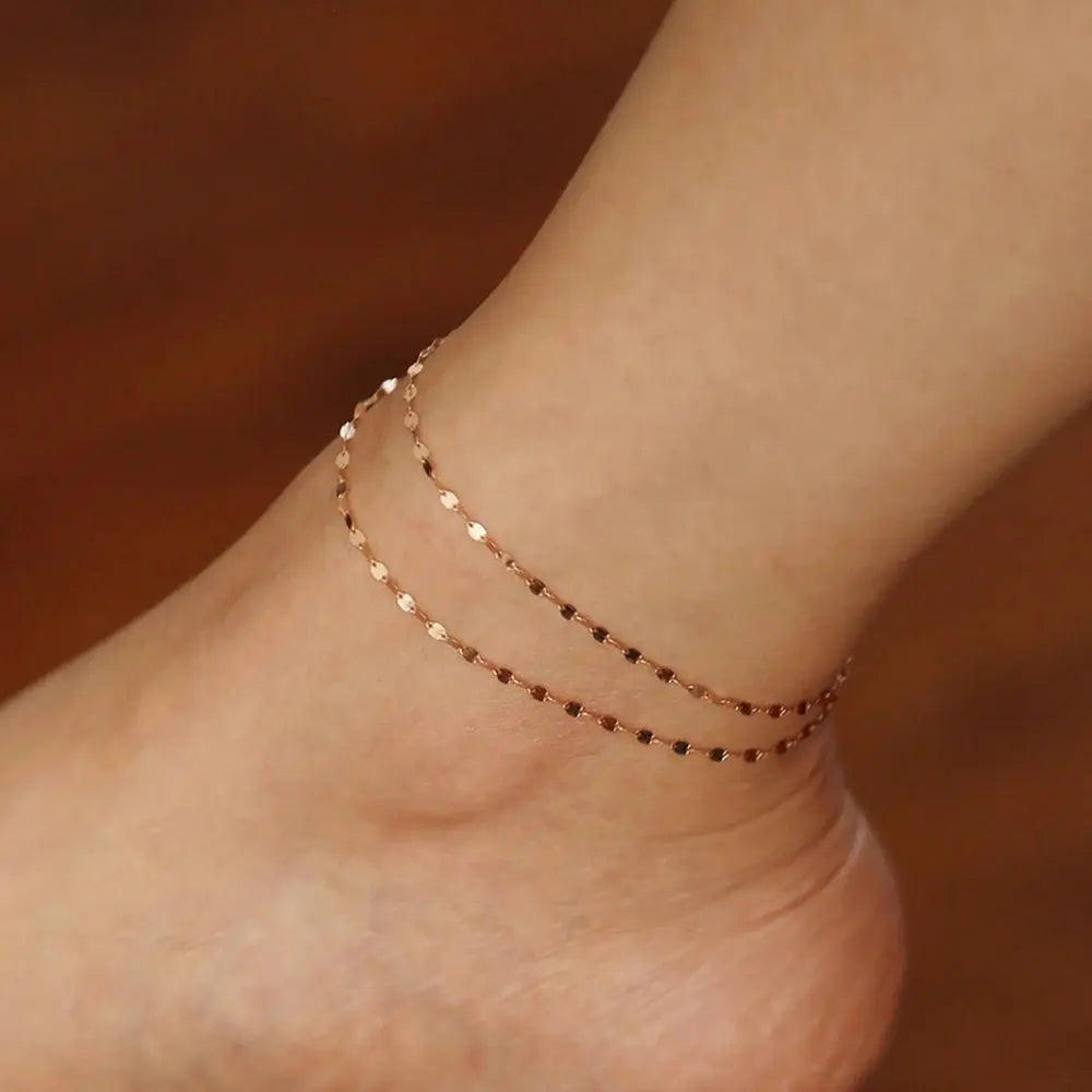 eManco Stainless Steel Fish Lips Chain Anklet For Women Summer Beach Foot Jewelry On The Leg Minimalist Anklets Female Olyssia